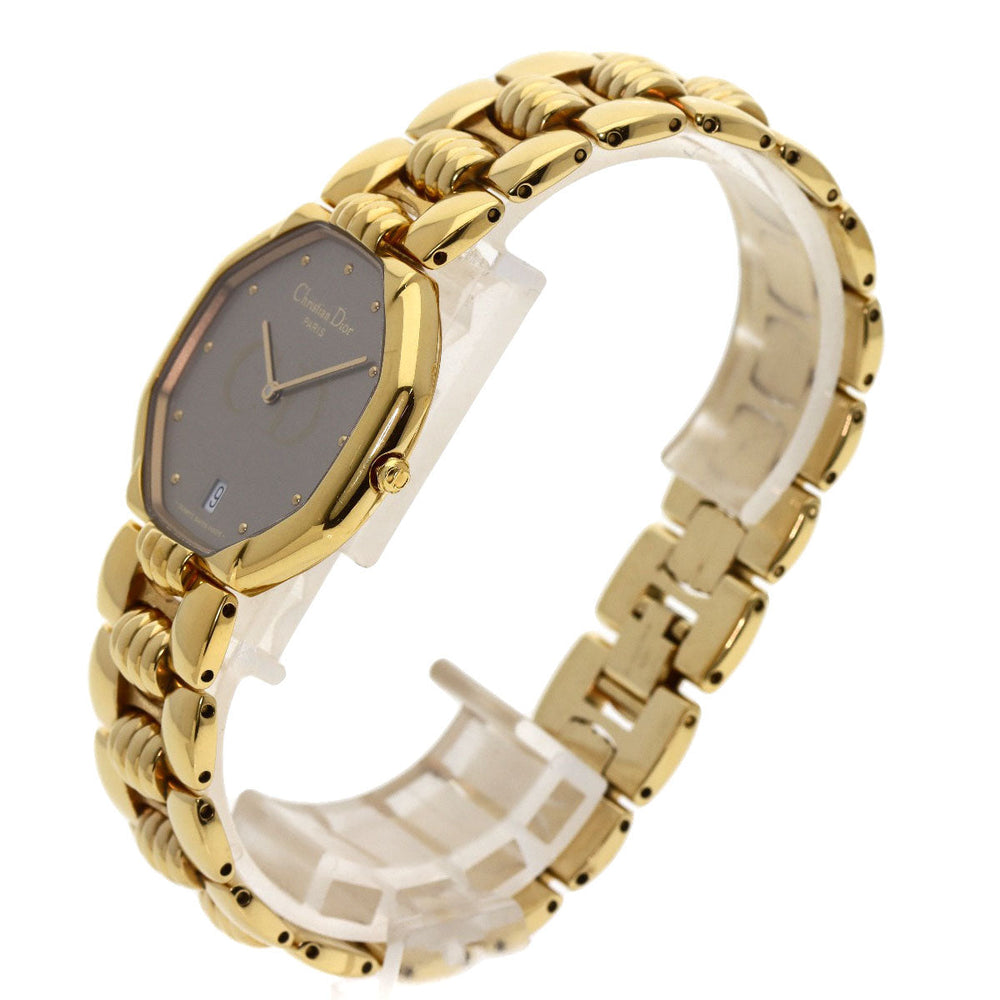 Christian Dior Watches Quartz 25.154 Gold Plated , Gold Plated gold Octagon gray dial mens Used Authentic