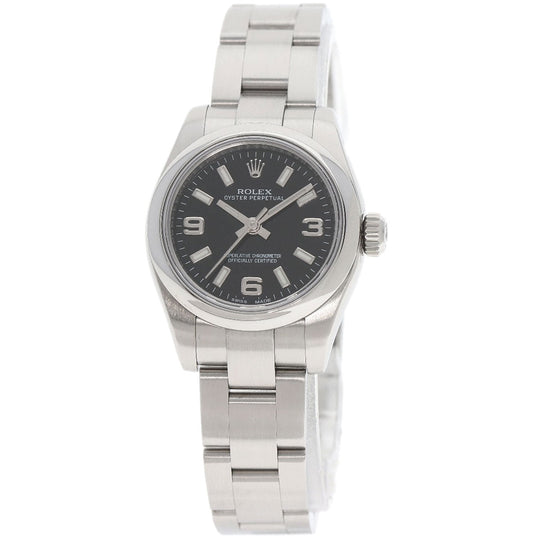 ROLEX Watches Mechanical Automatic 176200 Stainless Steel , Stainless Steel Silver Oyster perpetual black dial Women Used Authentic