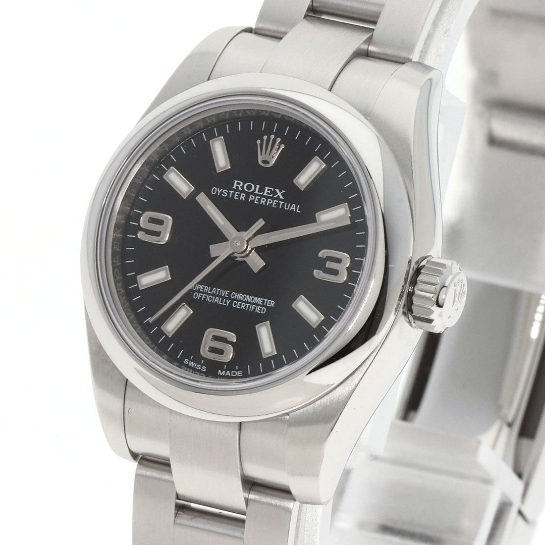 ROLEX Watches Mechanical Automatic 176200 Stainless Steel , Stainless Steel Silver Oyster perpetual black dial Women Used Authentic