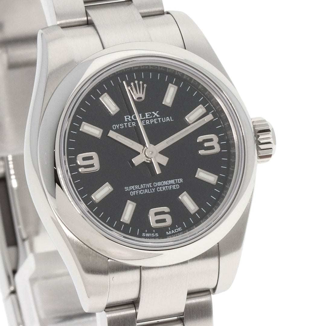 ROLEX Watches Mechanical Automatic 176200 Stainless Steel , Stainless Steel Silver Oyster perpetual black dial Women Used Authentic