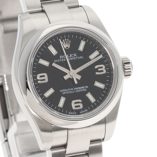 ROLEX Watches Mechanical Automatic 176200 Stainless Steel , Stainless Steel Silver Oyster perpetual black dial Women Used Authentic