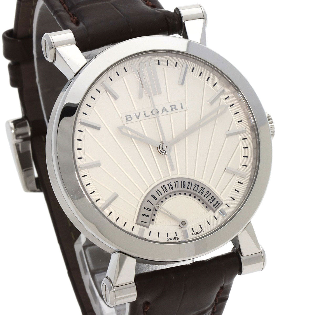 BVLGARI Watches Mechanical Automatic SB42SDR Stainless Steel, Leather Silver Sotirio Retrograde 125th Anniversary Model white dial mens Used Authentic