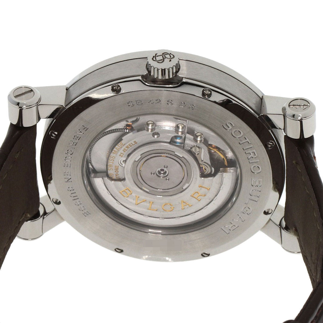 BVLGARI Watches Mechanical Automatic SB42SDR Stainless Steel, Leather Silver Sotirio Retrograde 125th Anniversary Model white dial mens Used Authentic