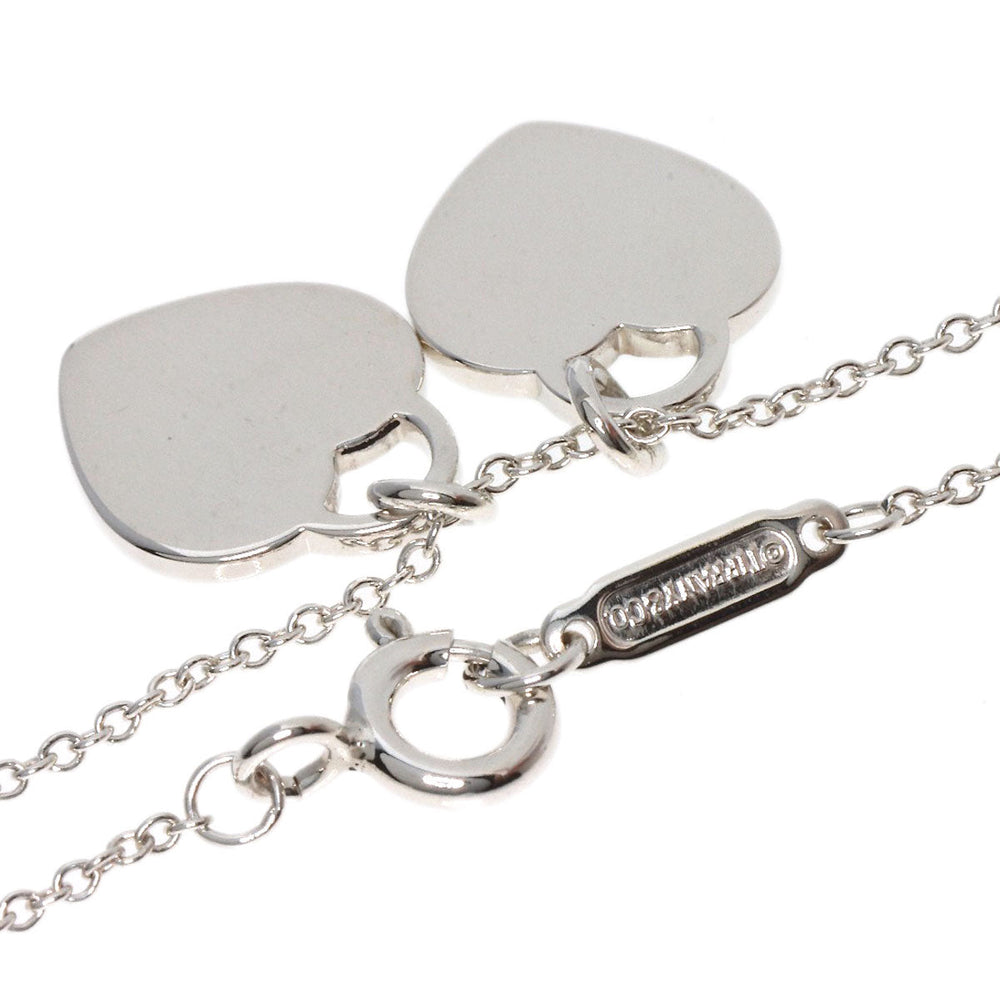 TIFFANY&Co. Necklace SV Silver Double Heart Tag Mini Enamel Women Used Authentic