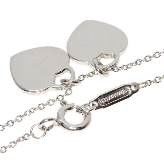 TIFFANY&Co. Necklace SV Silver Double Heart Tag Mini Enamel Women Used Authentic