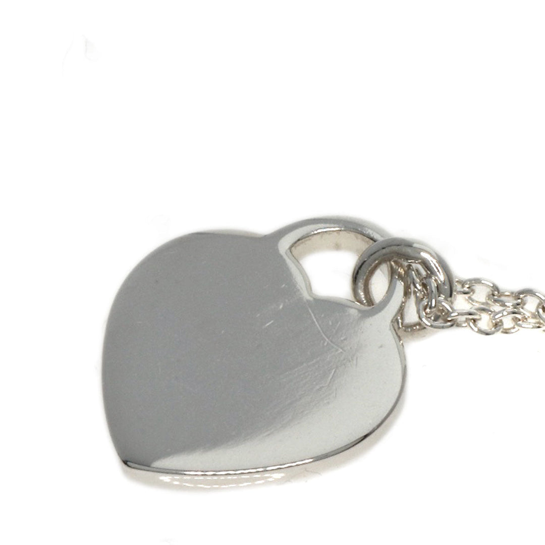 TIFFANY&Co. Necklace SV Silver Double Heart Tag Mini Enamel Women Used Authentic