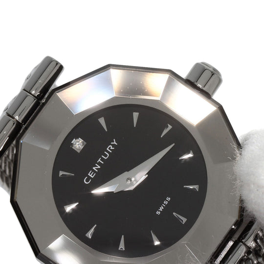 CENTURY Watches Quartz Stainless Steel , Stainless Steel Silver Time Gem 1P Diamond black dial Women Used Authentic