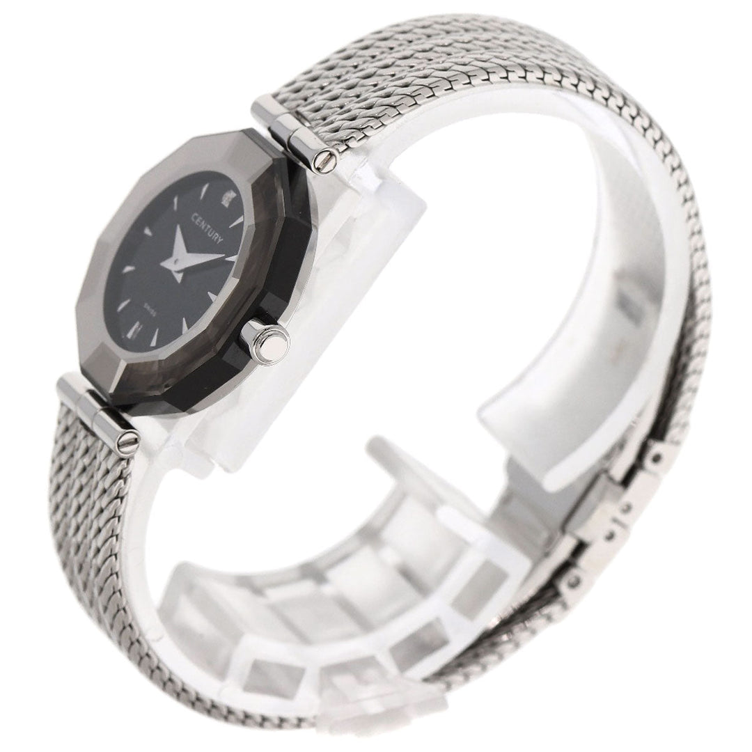 CENTURY Watches Quartz Stainless Steel , Stainless Steel Silver Time Gem 1P Diamond black dial Women Used Authentic