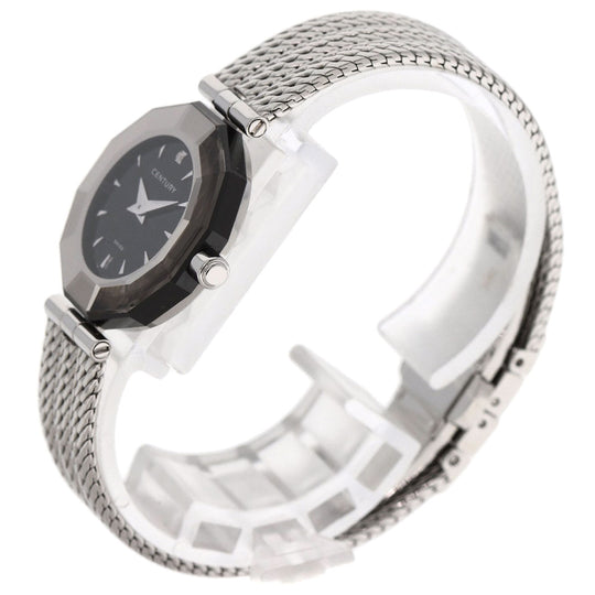 CENTURY Watches Quartz Stainless Steel , Stainless Steel Silver Time Gem 1P Diamond black dial Women Used Authentic