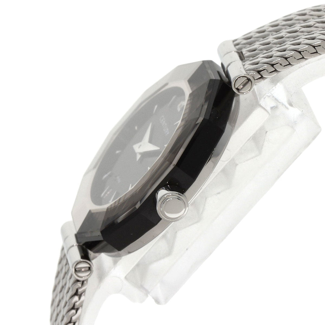 CENTURY Watches Quartz Stainless Steel , Stainless Steel Silver Time Gem 1P Diamond black dial Women Used Authentic
