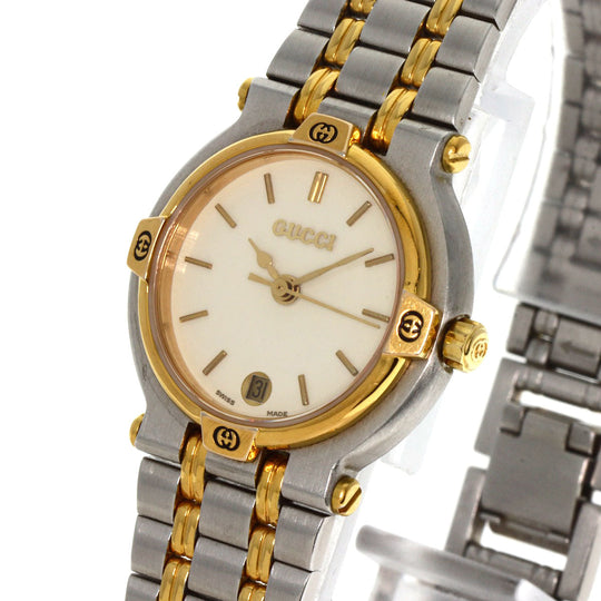 GUCCI Watches Quartz 9000L Stainless Steel , SSxGP , Gold Plated gold Round face Ivory dial Women Used Authentic