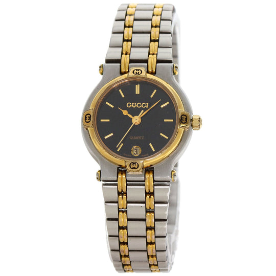 GUCCI Watches Quartz 9000L Stainless Steel gold Round face black dial