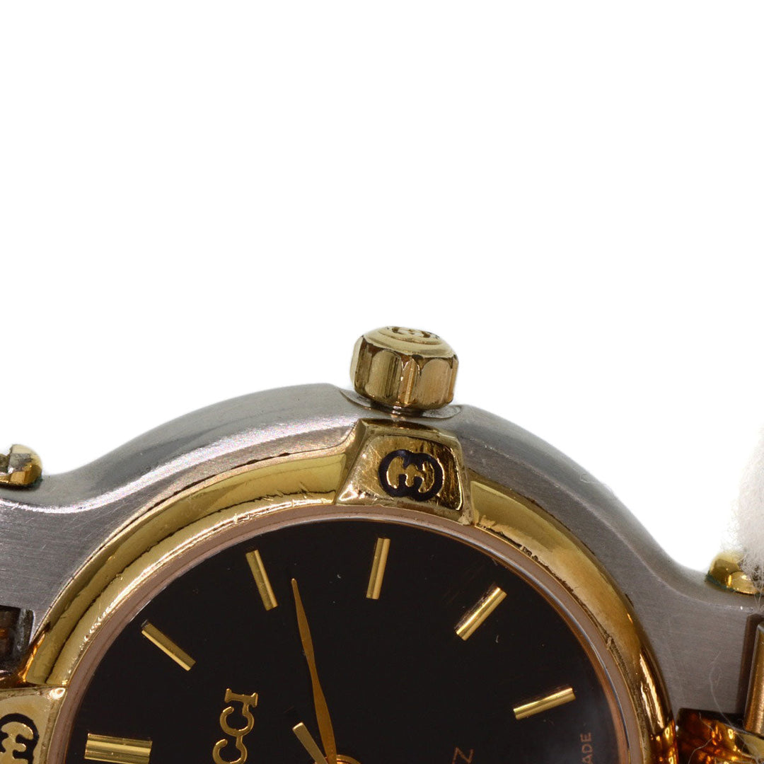 GUCCI Watches Quartz 9000L Stainless Steel gold Round face black dial
