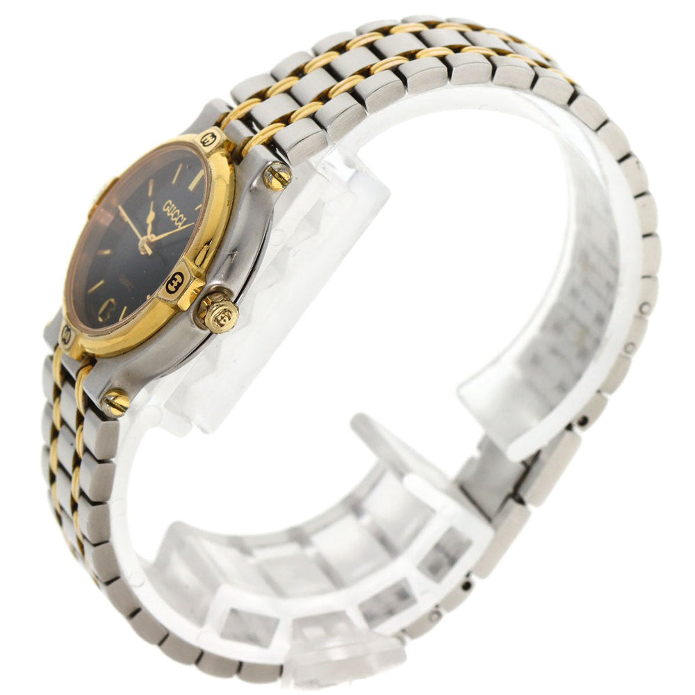 GUCCI Watches Quartz 9000L Stainless Steel gold Round face black dial