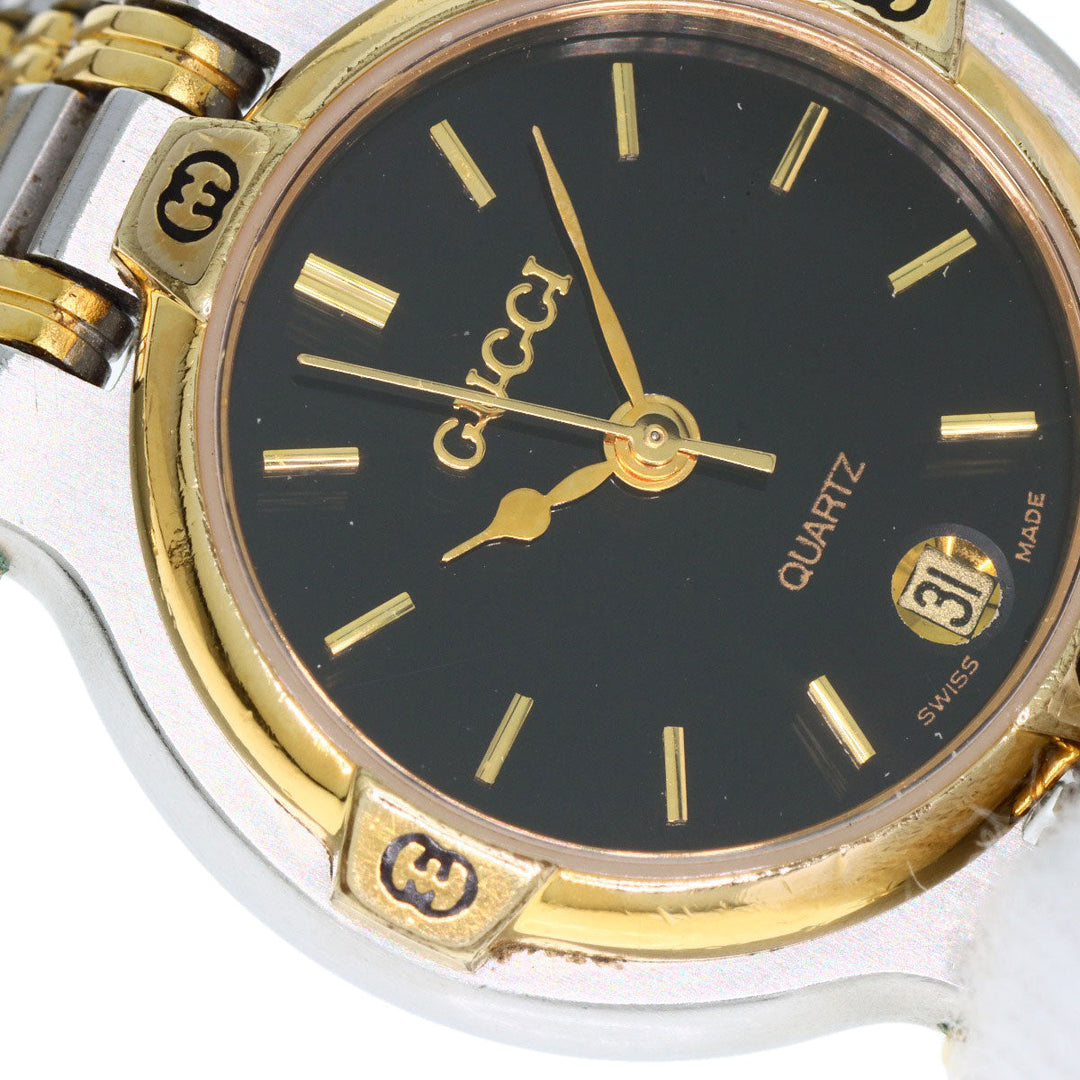 GUCCI Watches Quartz 9000L Stainless Steel gold Round face black dial