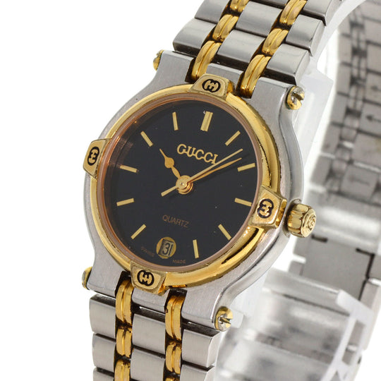 GUCCI Watches Quartz 9000L Stainless Steel gold Round face black dial