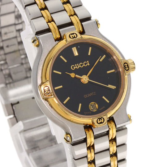 GUCCI Watches Quartz 9000L Stainless Steel gold Round face black dial