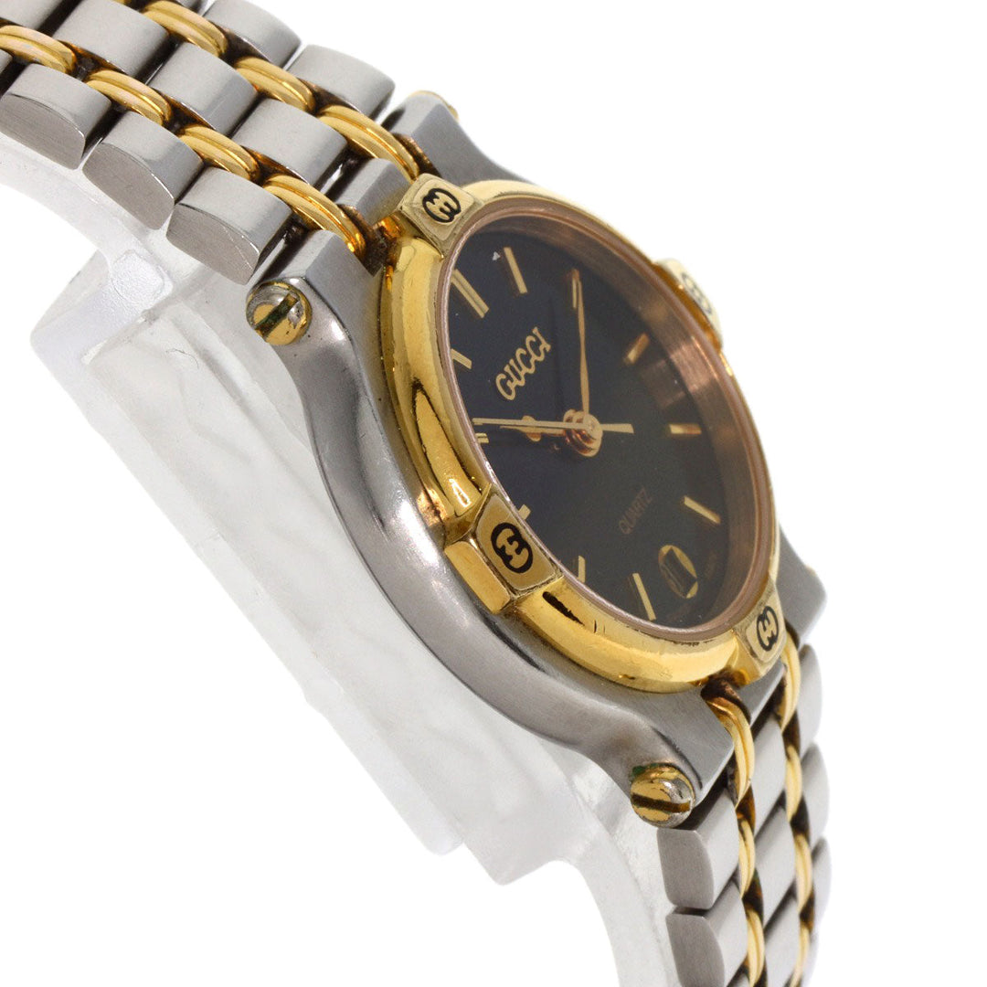 GUCCI Watches Quartz 9000L Stainless Steel gold Round face black dial