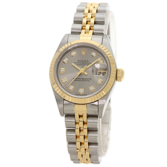ROLEX Watches Mechanical Automatic 79173G Stainless Steel , SSxK18YG gold Datejust 10P Diamond gray dial Women Used Authentic