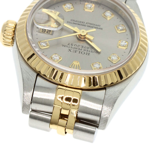 ROLEX Watches Mechanical Automatic 79173G Stainless Steel , SSxK18YG gold Datejust 10P Diamond gray dial Women Used Authentic