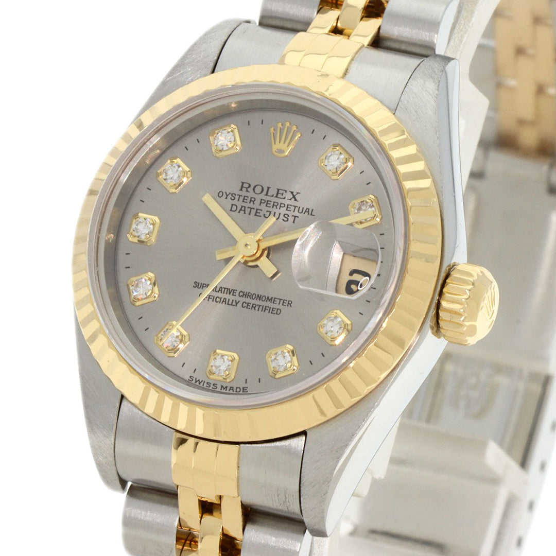 ROLEX Watches Mechanical Automatic 79173G Stainless Steel , SSxK18YG gold Datejust 10P Diamond gray dial Women Used Authentic