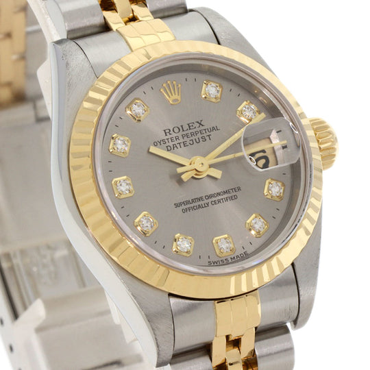 ROLEX Watches Mechanical Automatic 79173G Stainless Steel , SSxK18YG gold Datejust 10P Diamond gray dial Women Used Authentic