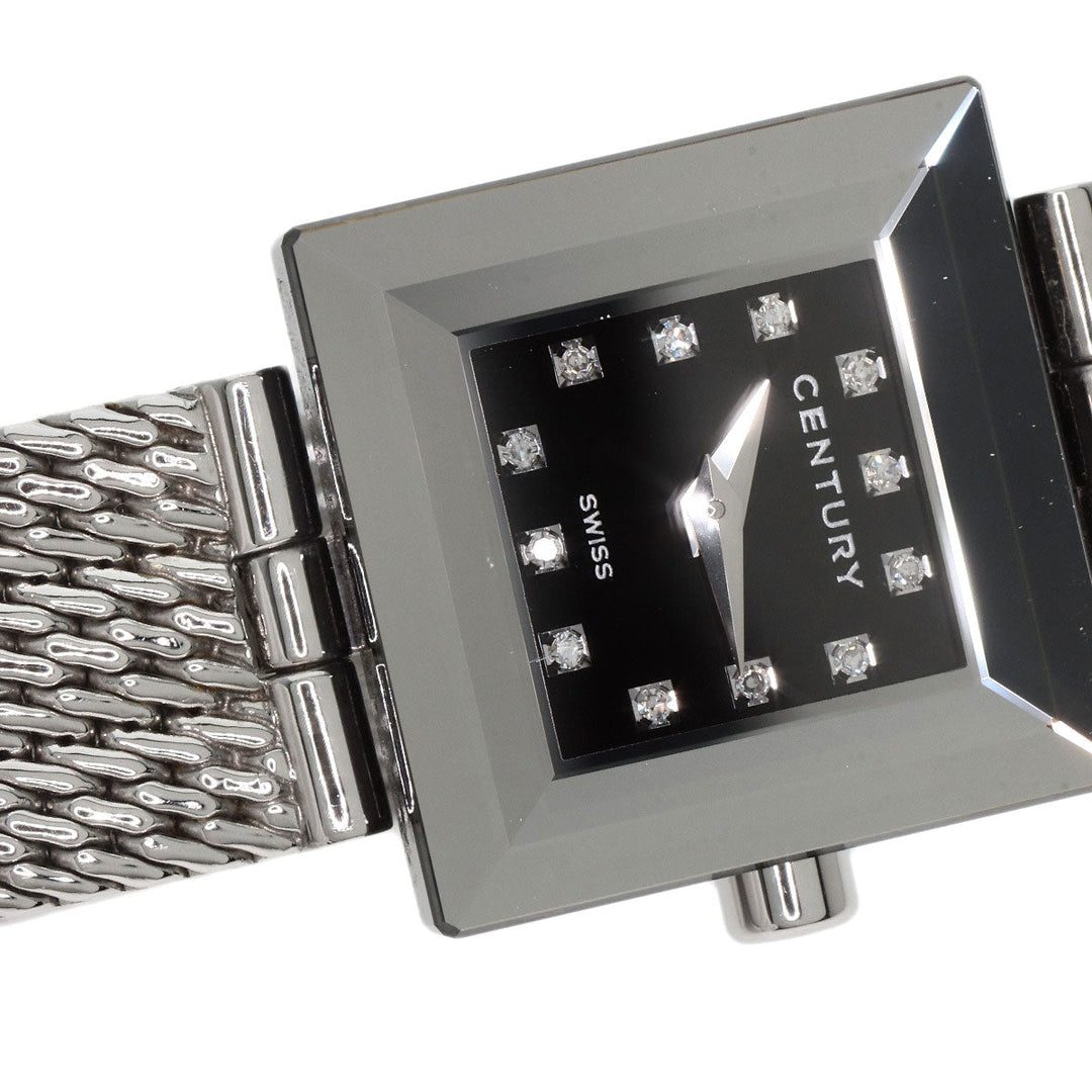 CENTURY Watches Quartz Stainless Steel , Stainless Steel Silver Time gem black dial Women Used Authentic