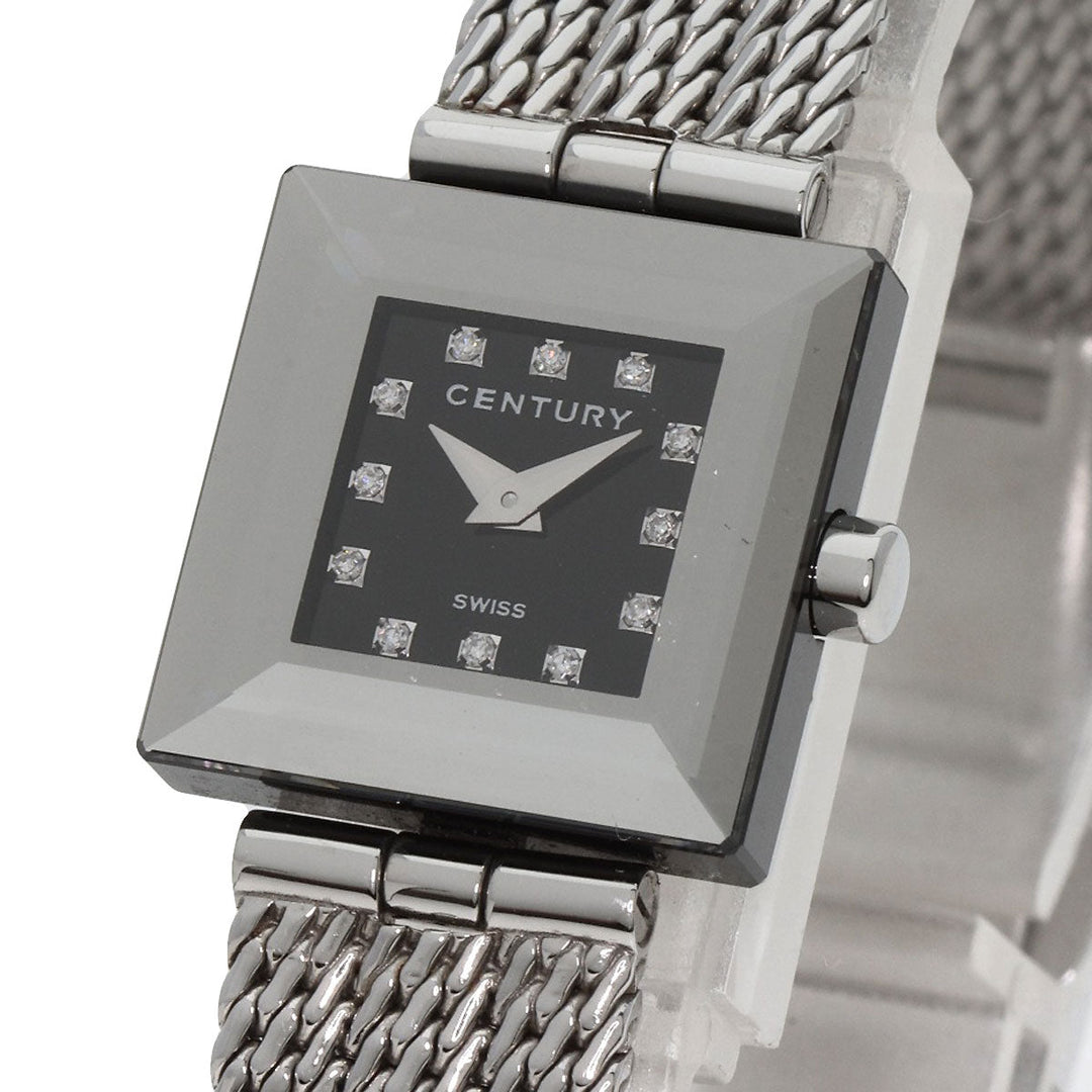 CENTURY Watches Quartz Stainless Steel , Stainless Steel Silver Time gem black dial Women Used Authentic
