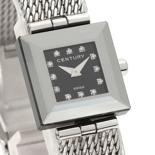 CENTURY Watches Quartz Stainless Steel , Stainless Steel Silver Time gem black dial Women Used Authentic