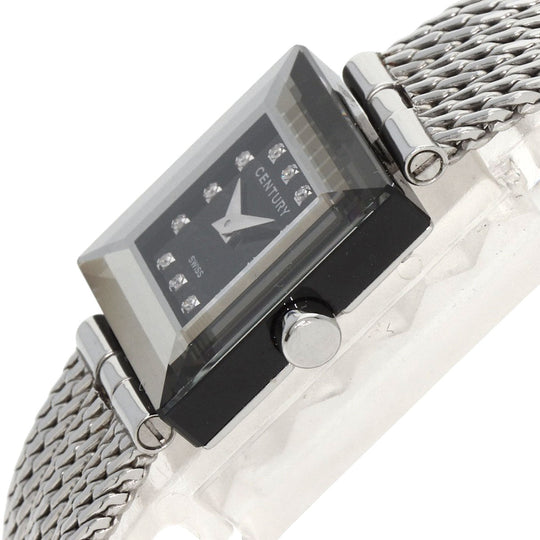CENTURY Watches Quartz Stainless Steel , Stainless Steel Silver Time gem black dial Women Used Authentic