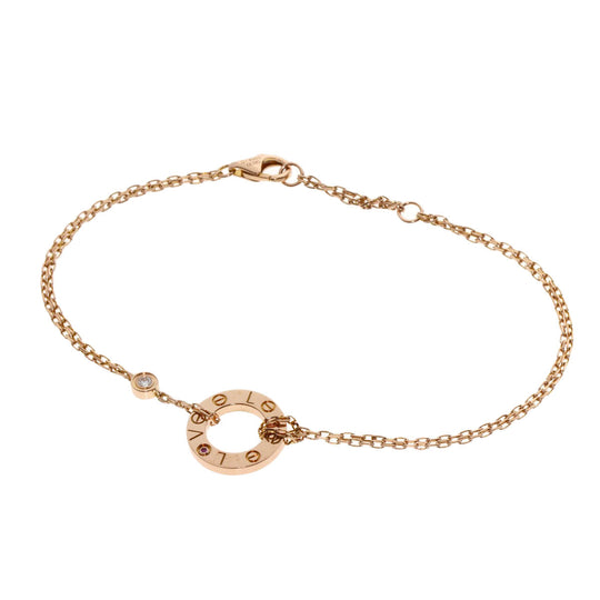 CARTIER bracelet 18K Pink Gold gold Love Circle 1P Diamond Women Used Authentic