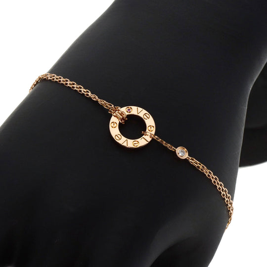 CARTIER bracelet 18K Pink Gold gold Love Circle 1P Diamond Women Used Authentic