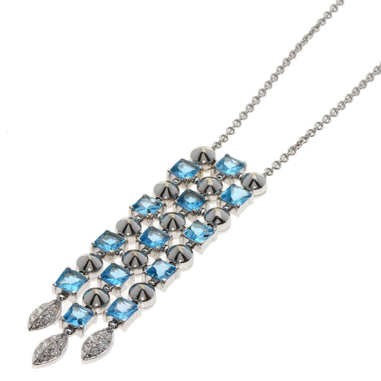 BVLGARI Necklace K18WG Silver Lucia Blue Topaz Diamond