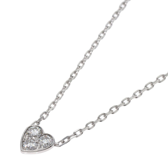 CARTIER Necklace K18WG Silver Mini Heart of Cartier Diamond Women Used Authentic