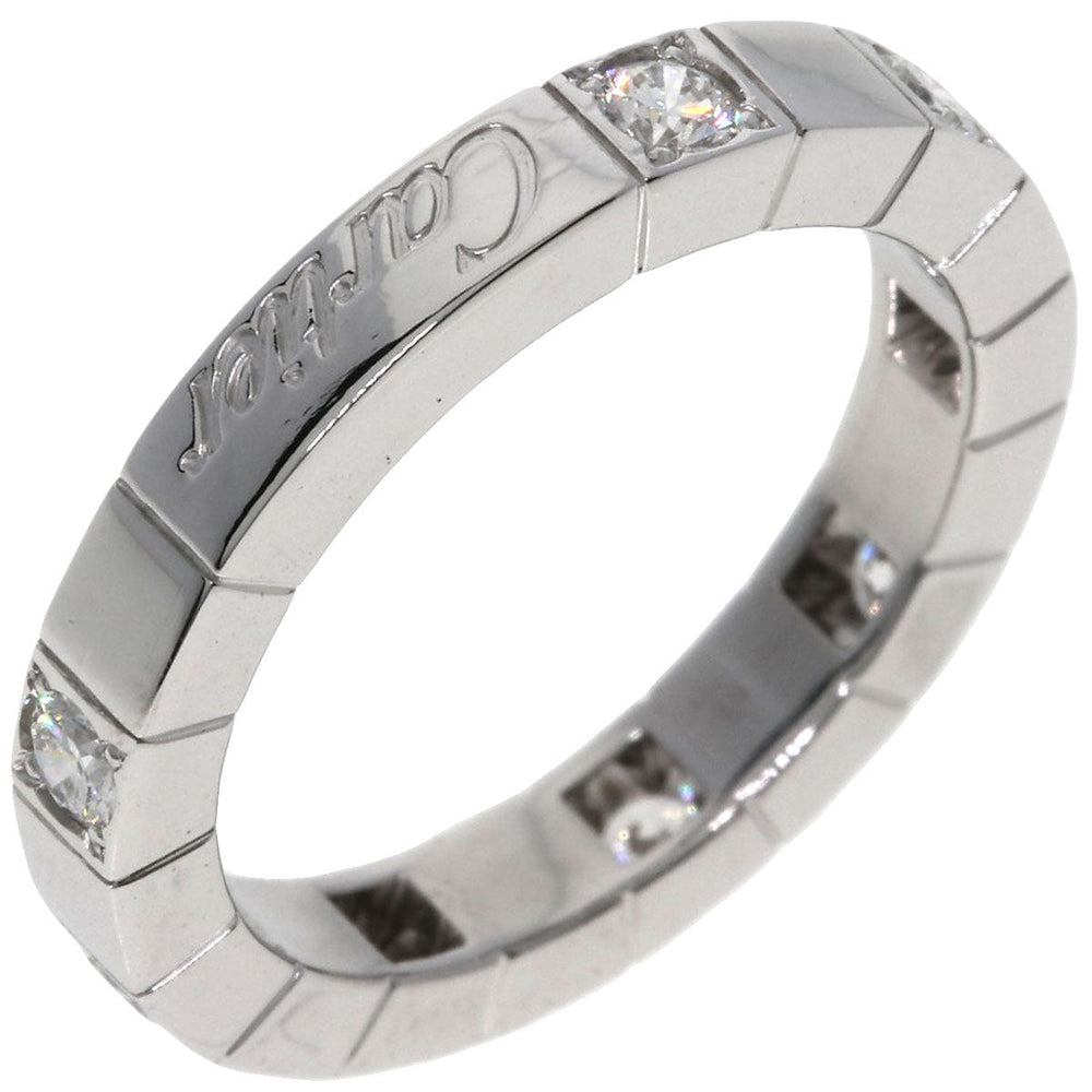 CARTIER Ring K18WG Silver Raniere Half Diamond #47 Women Used Authentic