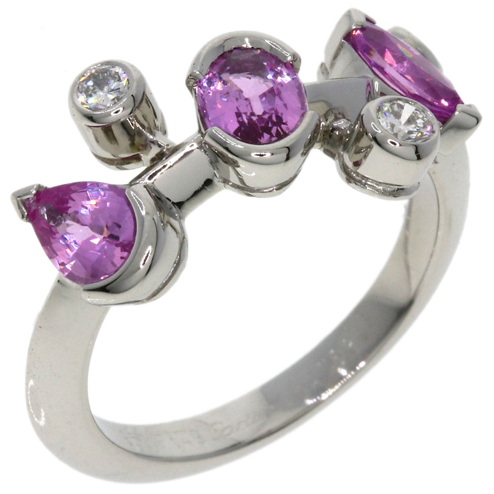 CARTIER Ring PT950 Silver Melimelo Pink Sapphire Diamond #49