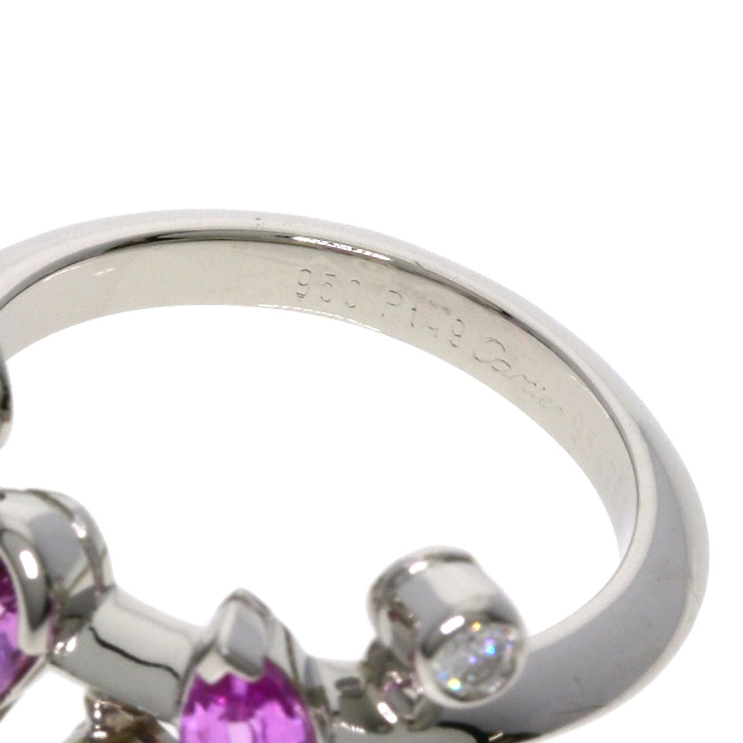 CARTIER Ring PT950 Silver Melimelo Pink Sapphire Diamond #49