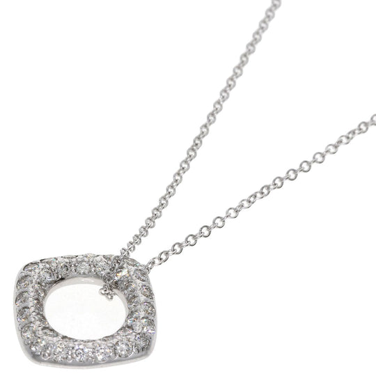 TIFFANY&Co. Necklace K18WG Silver Square Circle Diamond Women Used Authentic