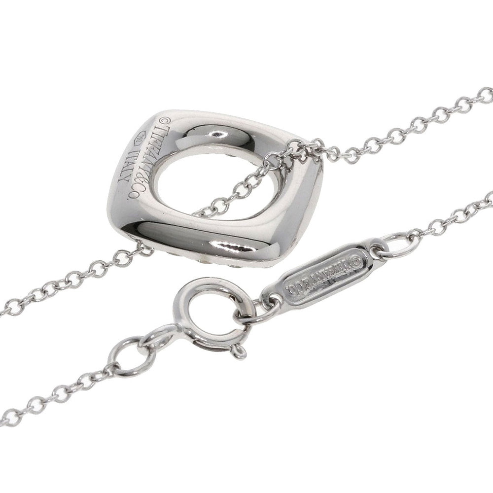 TIFFANY&Co. Necklace K18WG Silver Square Circle Diamond Women Used Authentic