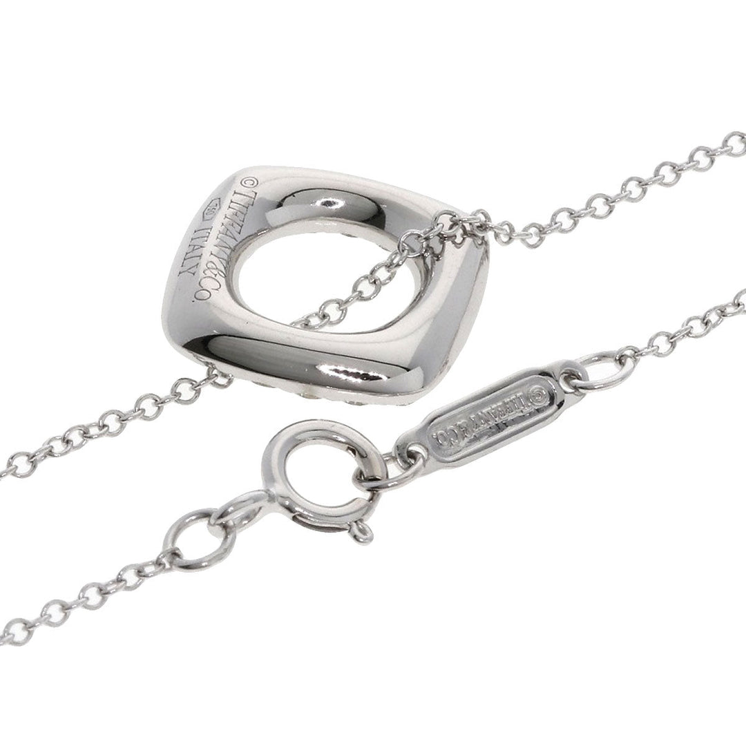TIFFANY&Co. Necklace K18WG Silver Square Circle Diamond Women Used Authentic