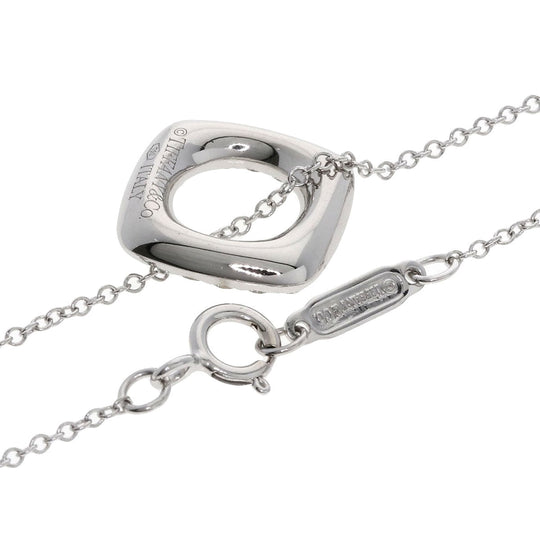 TIFFANY&Co. Necklace K18WG Silver Square Circle Diamond Women Used Authentic