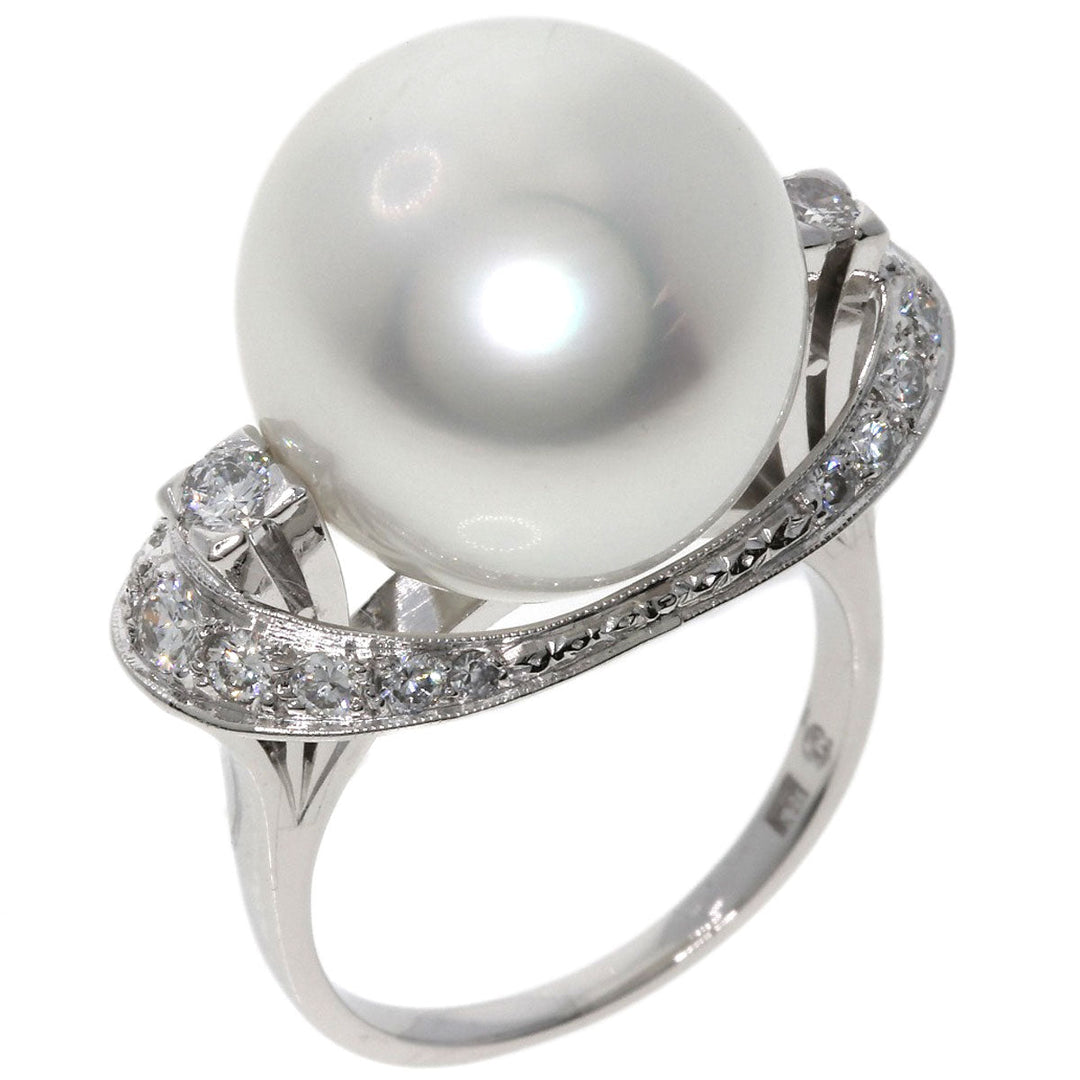 MIKIMOTO Ring PT Silver Pearl pearl diamond