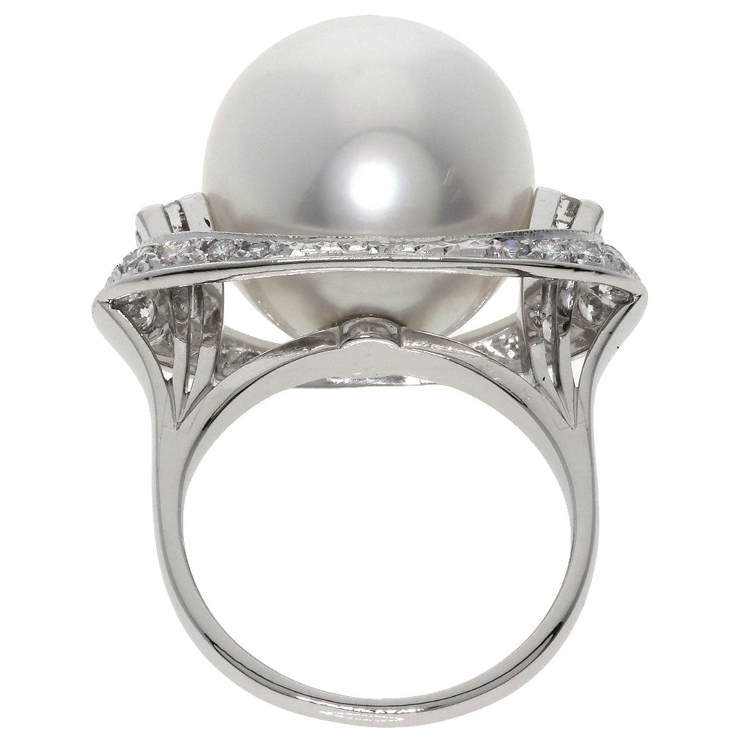 MIKIMOTO Ring PT Silver Pearl pearl diamond