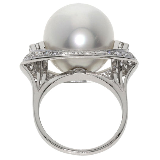 MIKIMOTO Ring PT Silver Pearl pearl diamond