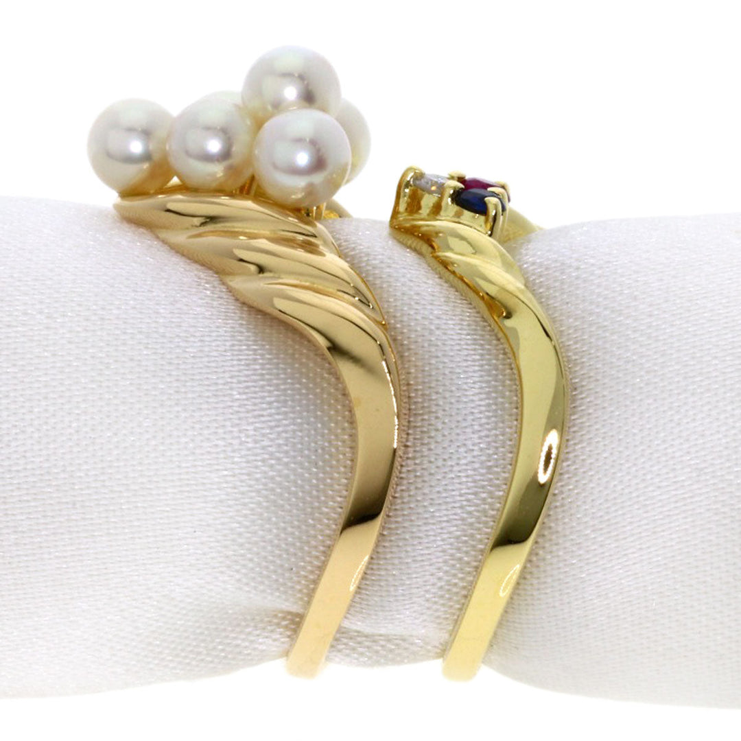 TASAKI Ring 18K Yellow Gold gold 2 set rings Pearl Sapphire Ruby Diamond