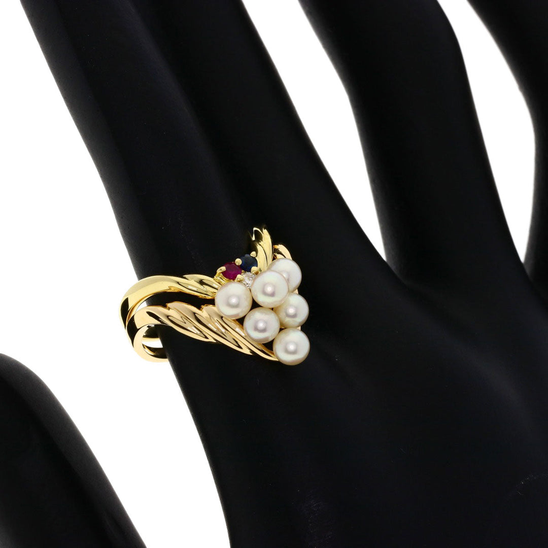 TASAKI Ring 18K Yellow Gold gold 2 set rings Pearl Sapphire Ruby Diamond