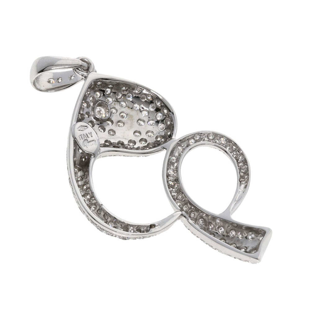 Queen Pendant top K18WG Silver Fish motif diamond