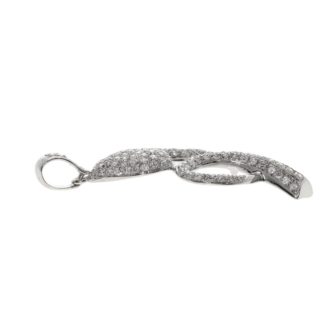 Queen Pendant top K18WG Silver Fish motif diamond