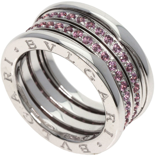 BVLGARI Ring K18WG Silver B-zero1 B-zero One 3-band Garnet #55 Women Used Authentic