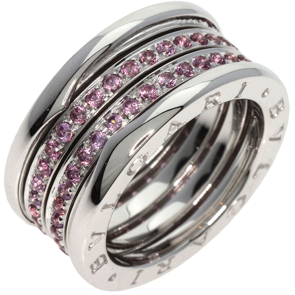 BVLGARI Ring K18WG Silver B-zero1 B-zero One 3-band Garnet #55 Women Used Authentic